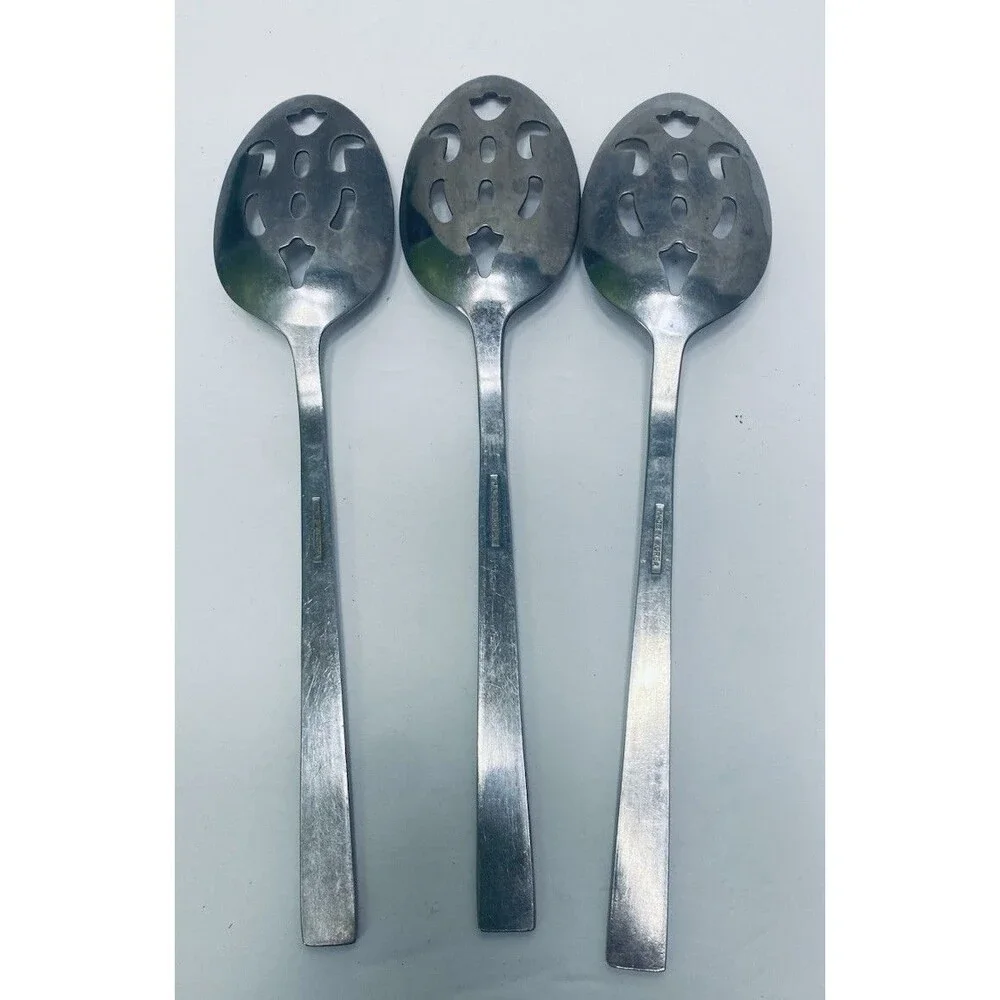 3 Slotted Serving Spoons NST79 NATIONAL STAINLESS Flatware
